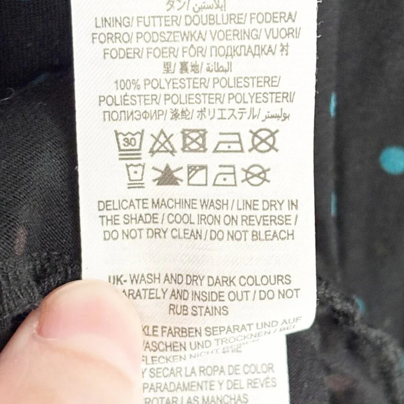 Boden Navy & Teal Polka Dot Smocked Long Sleeve Jersey Knit Dress Women's US 14L - Picture 10 of 11